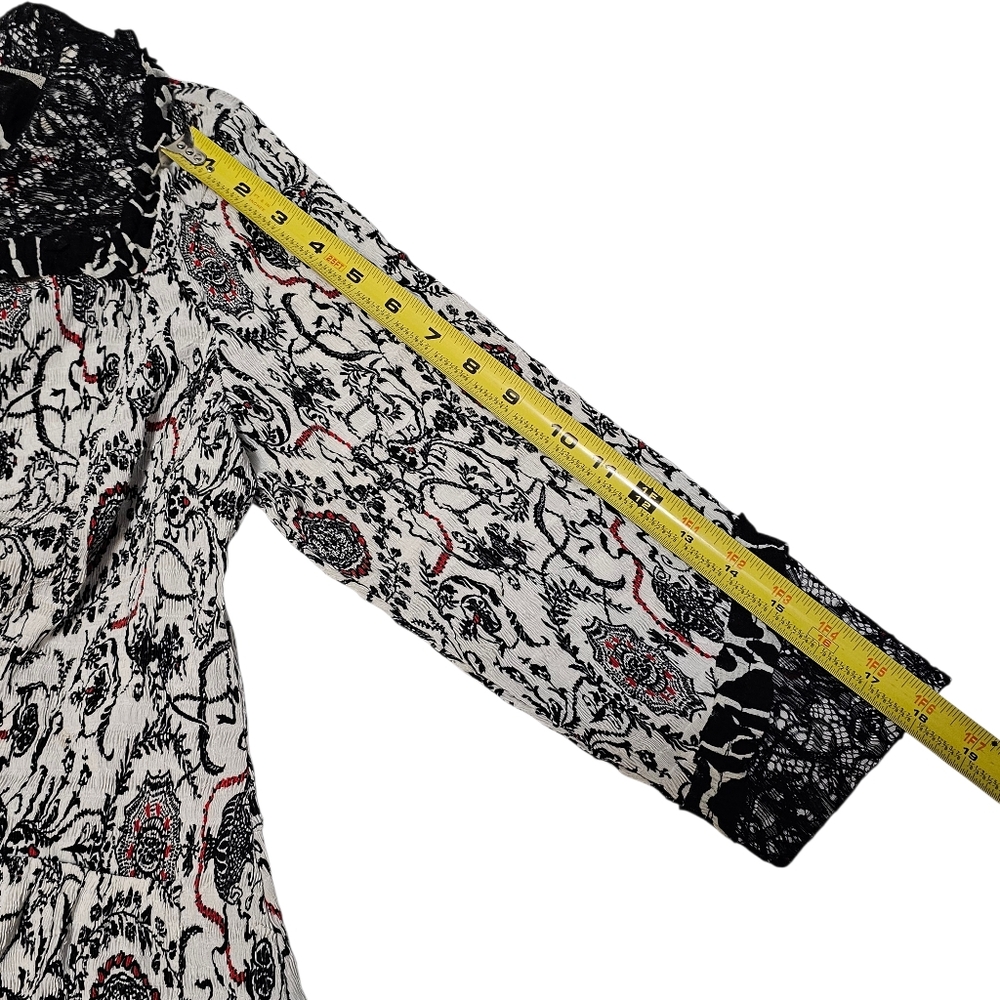 Alberto Makali Boho Lace Trim Medallion Jacket Crinkle Knit Art-To-Wear Y2K XL - Picture 13 of 15